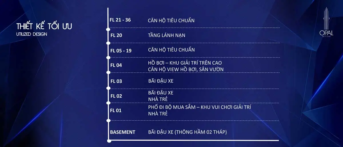 OPAL SKYLINE BÌNH DƯƠNG 17 Thiết kế tối ưu tại Opal Skyline