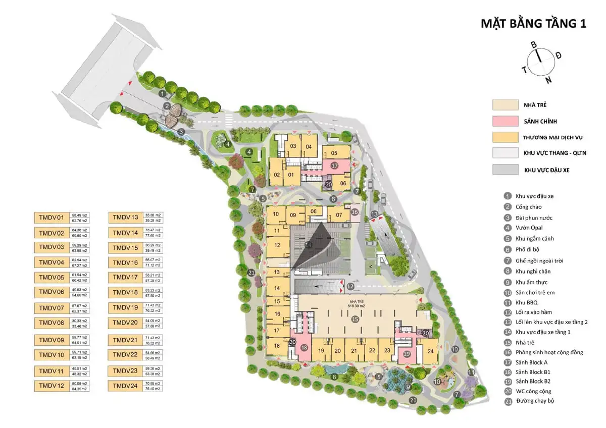 OPAL SKYLINE BÌNH DƯƠNG 19 Mặt bằng tầng 1 Dự án Căn hộ Opal Skyline