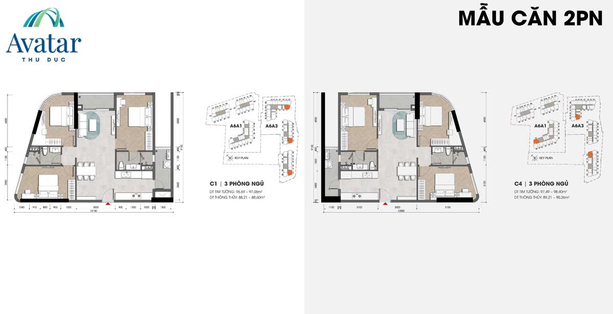 Thiết kế Căn hộ C1-C4-3PN Avatar Thủ Đức