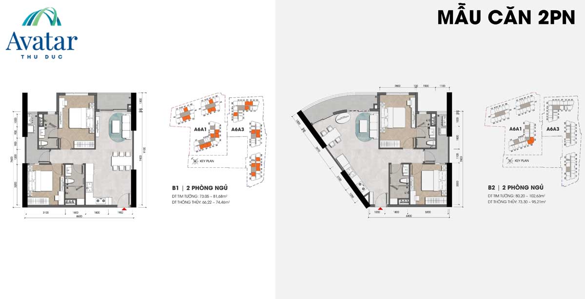 Thiết kế Căn hộ A1-2PN Avatar Thủ Đức