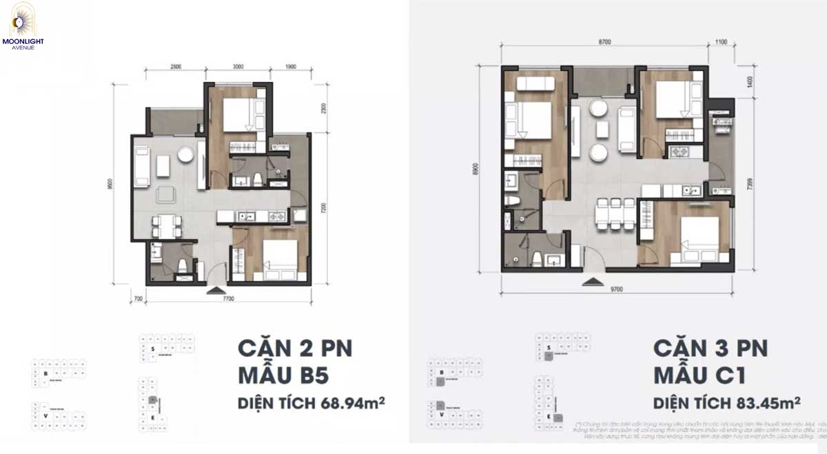 Thiết kế Căn hộ 2PN - 3PN Chung cư Avatar Thủ Đức