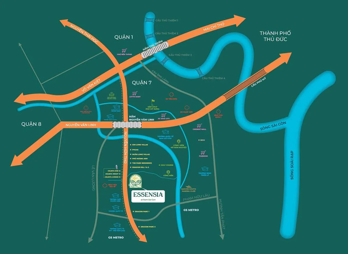 Essensia Sky Nhà Bè 2 Vị trí Dự án Căn hộ Essensia Sky Nhà Bè