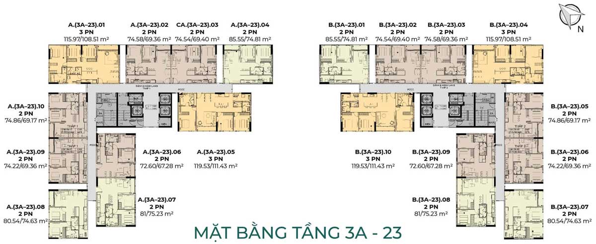 Mặt bằng Tầng 3 - 23 Dự án Căn hộ Essensia Sky Nhà Bè