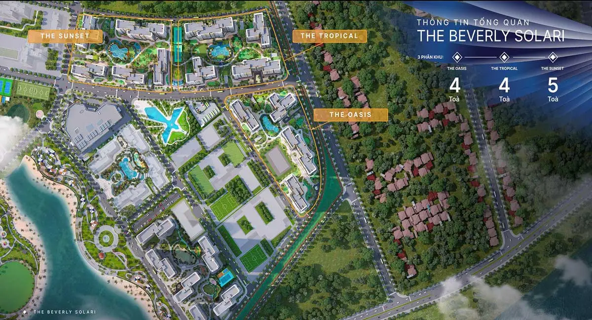 The Sunset 2 3 tiểu khu The Sunset, The Tropical, The Oasis của phân khu The Beverly Solari