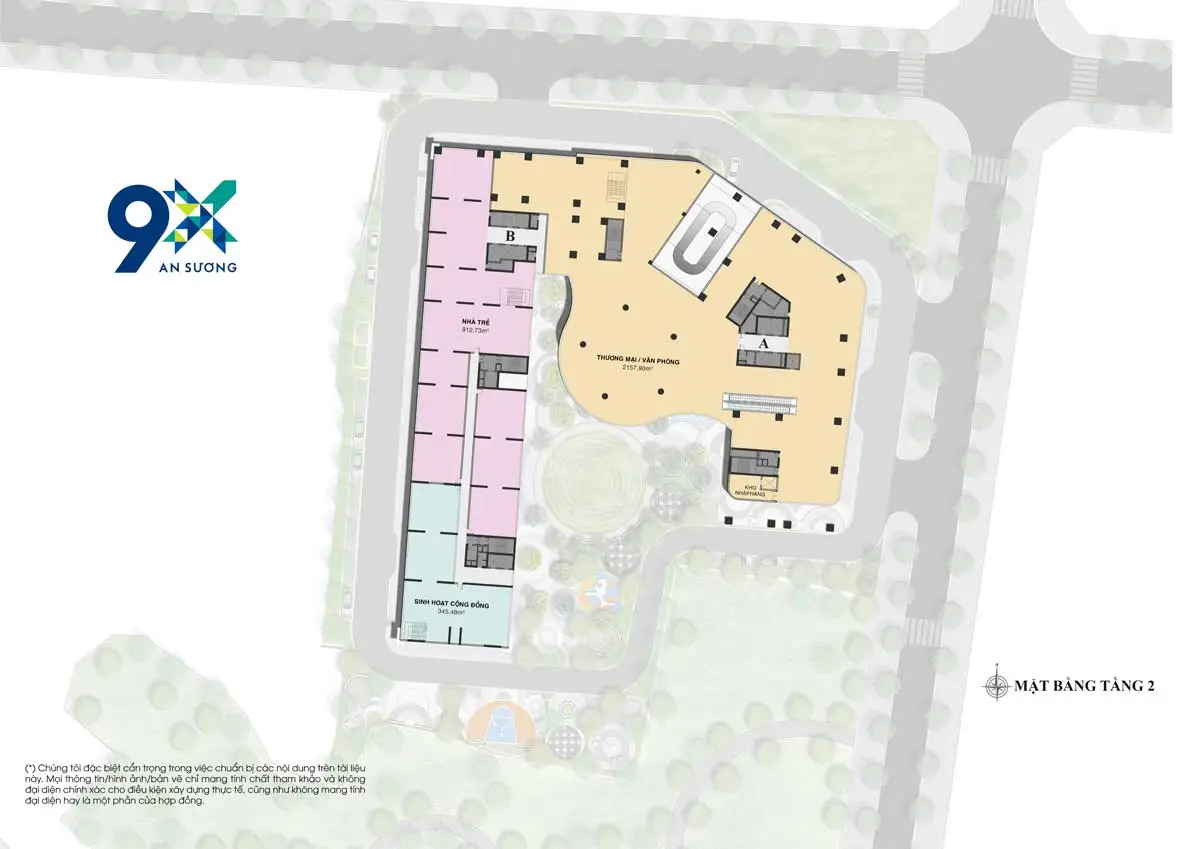 9X An Sương 15 Mặt bằng Tầng 2 Dự án Căn hộ 9X An Sương Hóc Môn