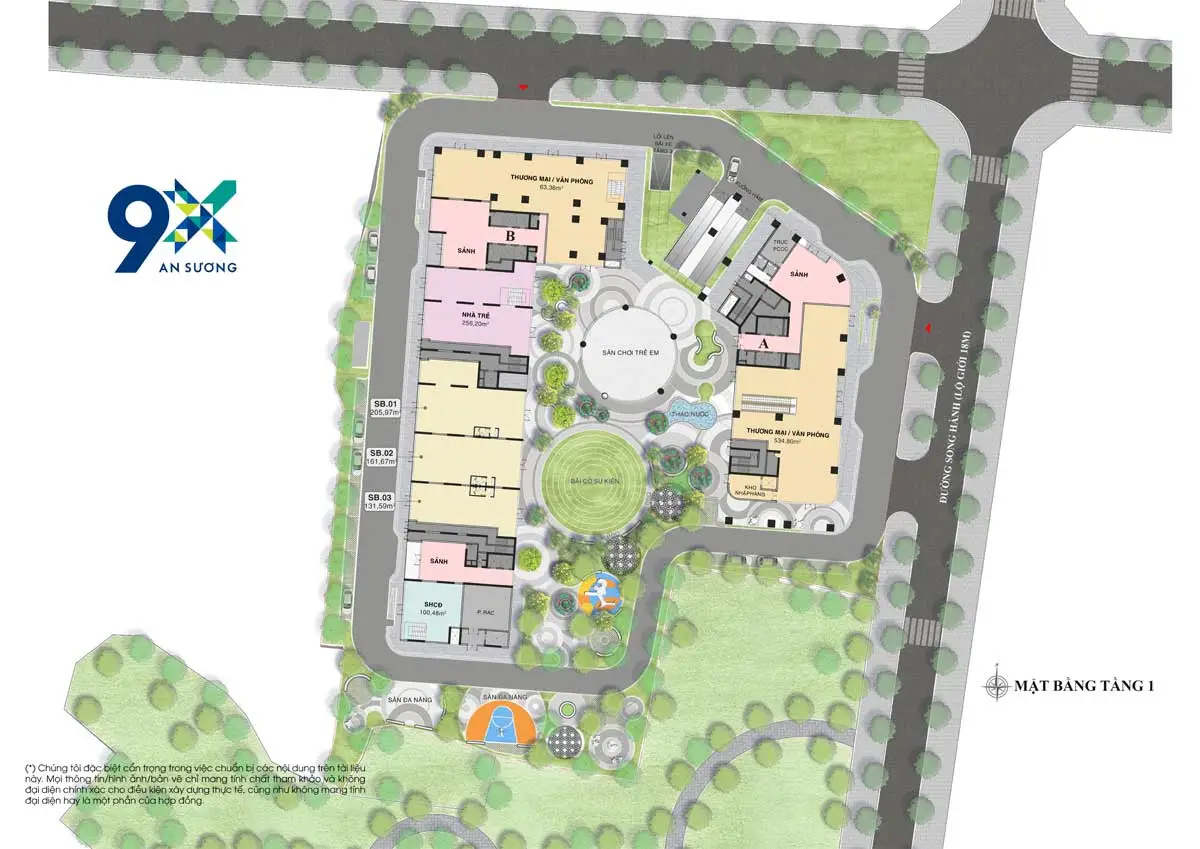 9X An Sương 13 Mặt bằng Tầng 1 Dự án Căn hộ 9X An Sương Hóc Môn