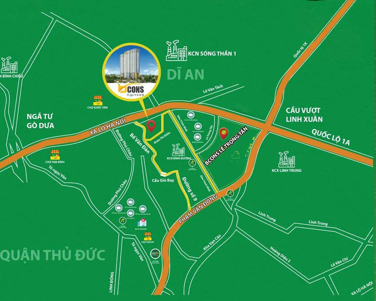 Bcons Lê Trọng Tấn 5 Vị trí Dự án Căn hộ Chung cư Bcons Lê Trọng Tấn Dĩ An Bình Dương