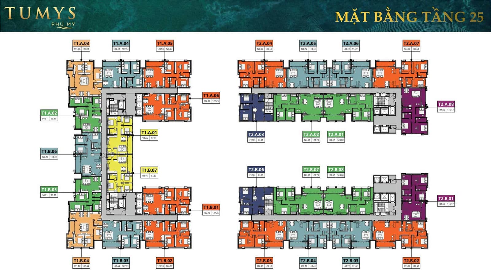 Mặt bằng Tầng 25 Dự án Căn hộ Tumys Phú Mỹ