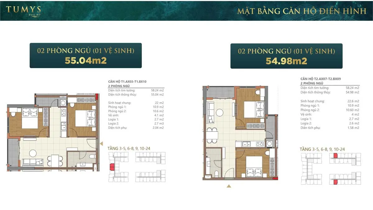Tumys Phú Mỹ 21 Căn hộ 2PN 1 Toilet Tumys Phú Mỹ