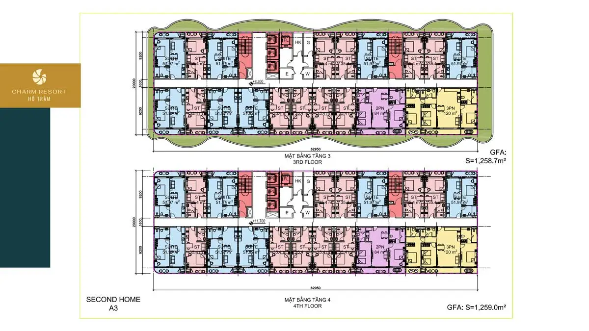 The Sea Class 11 Mặt bằng Tầng 4 Căn hộ The Sea Class Hồ Tràm