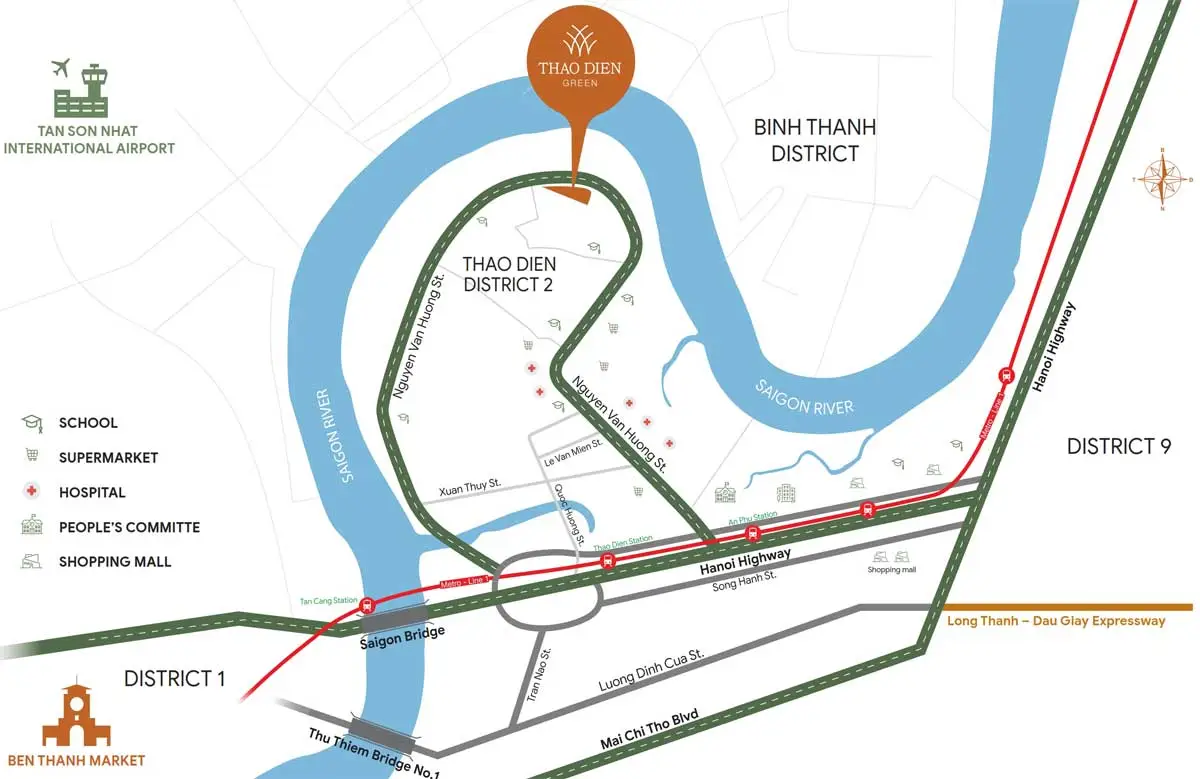 Thảo Điền Green Towers Quận 2 6 Bản đồ Vị trí Dự án Căn hộ Thảo Điền Green Towers Quận 2