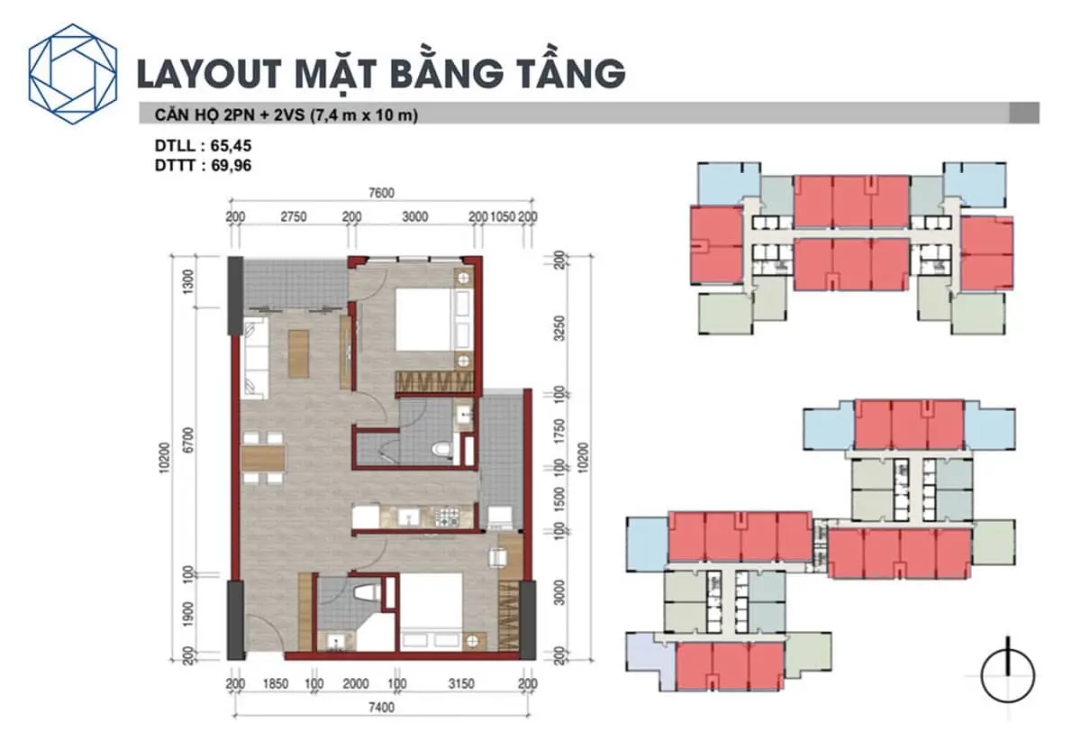 Charm Diamond City 20 Thiết kế Căn hộ 2 Phòng ngủ Charm City Bình Dương