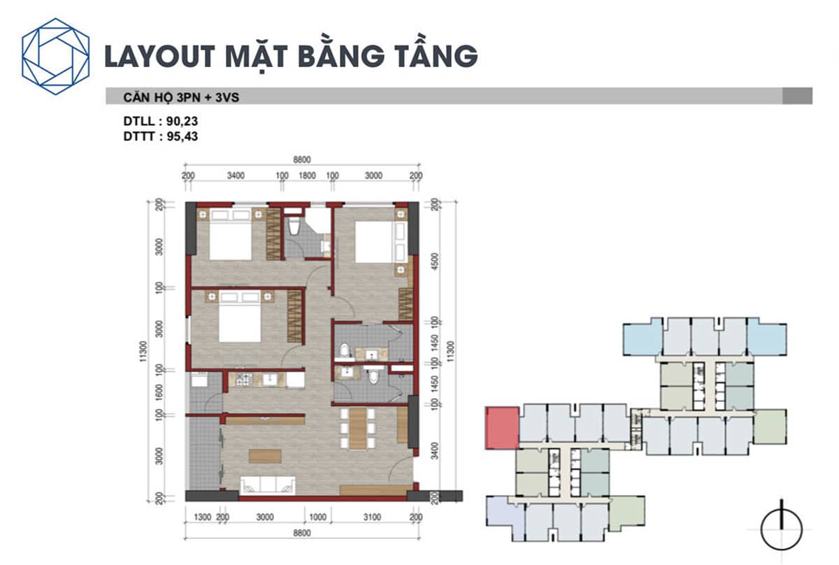 Thiết kế Căn hộ 3 Phòng ngủ Charm City Bình Dương