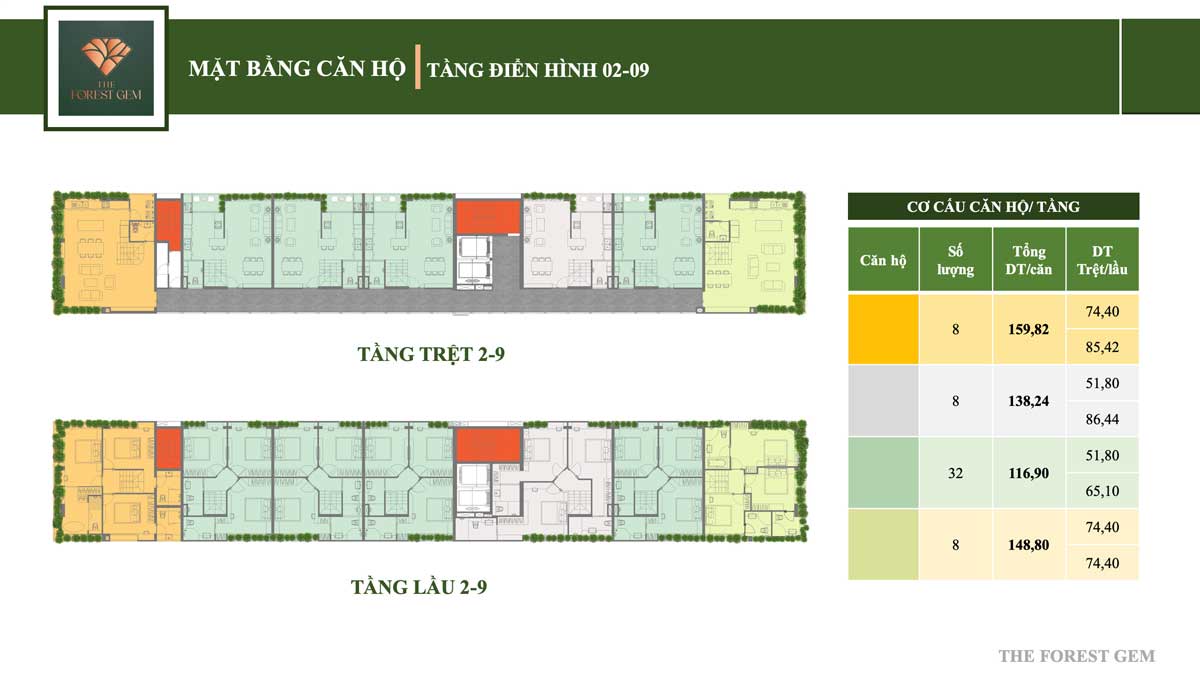 Mặt bằng tầng 2-9 The Forest Gem Bình Thạnh