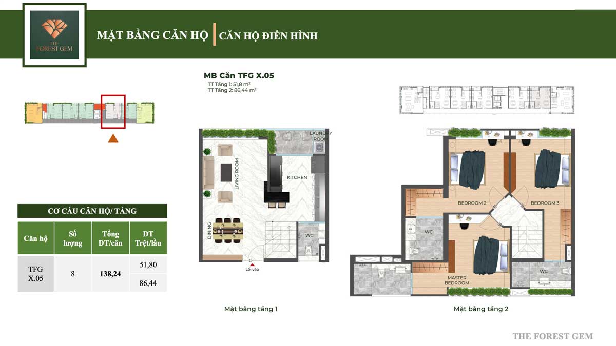 Thiết kế Căn hộ 138,24 m2 The Forest Gem Bình Thạnh