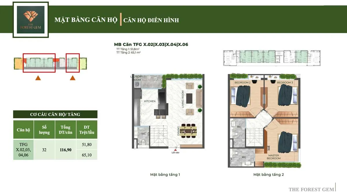 The Forest Gem Bình Thạnh 18 Thiết kế Căn hộ 116,9 m2 The Forest Gem Bình Thạnh