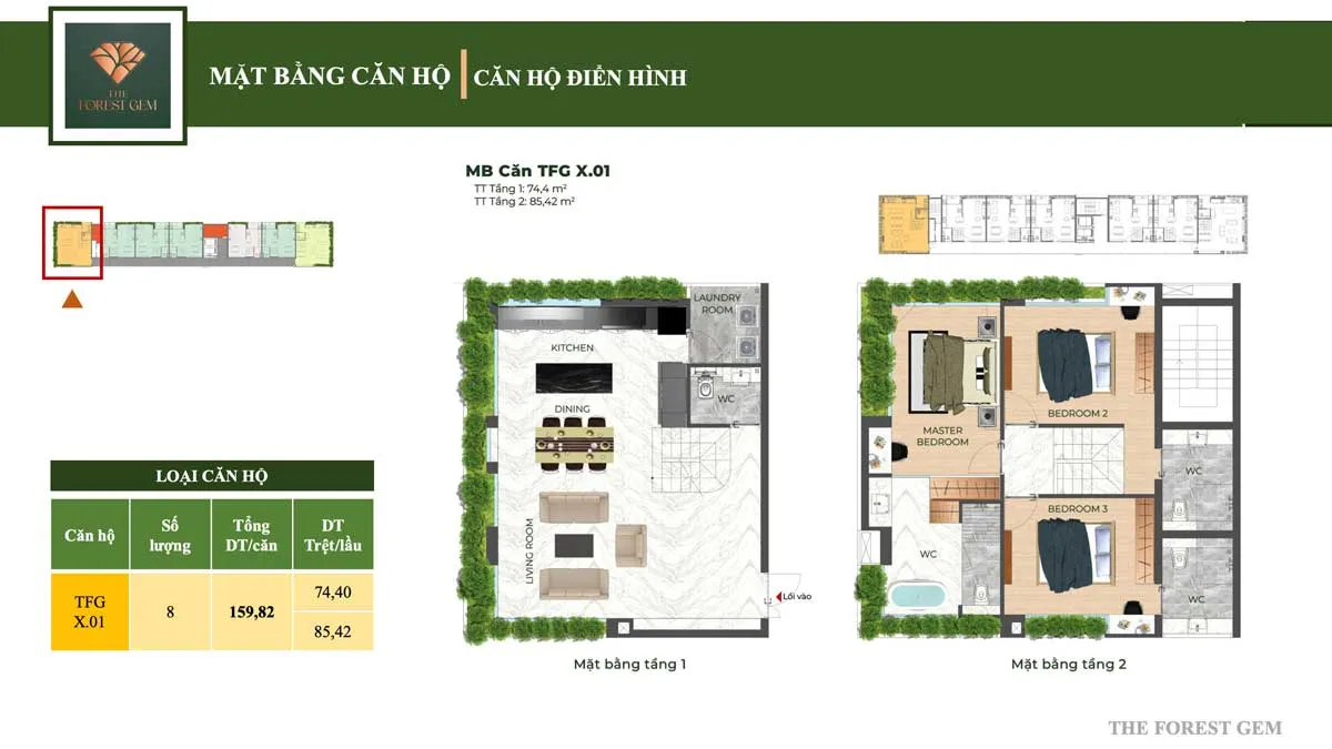 The Forest Gem Bình Thạnh 21 Thiết kế Căn hộ 159,82 m2 The Forest Gem Bình Thạnh