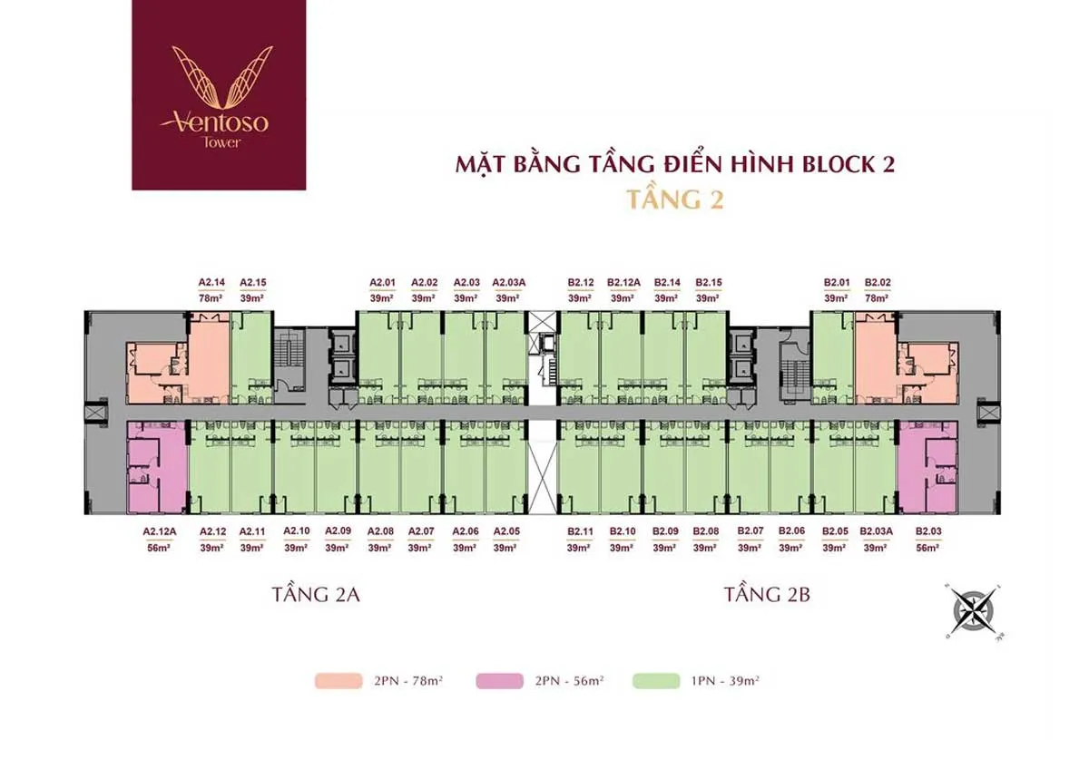 Ventoso Tower 7 Mặt bằng Tầng 2 Dự án Căn hộ Ventoso Tower Dĩ An Bình Dương