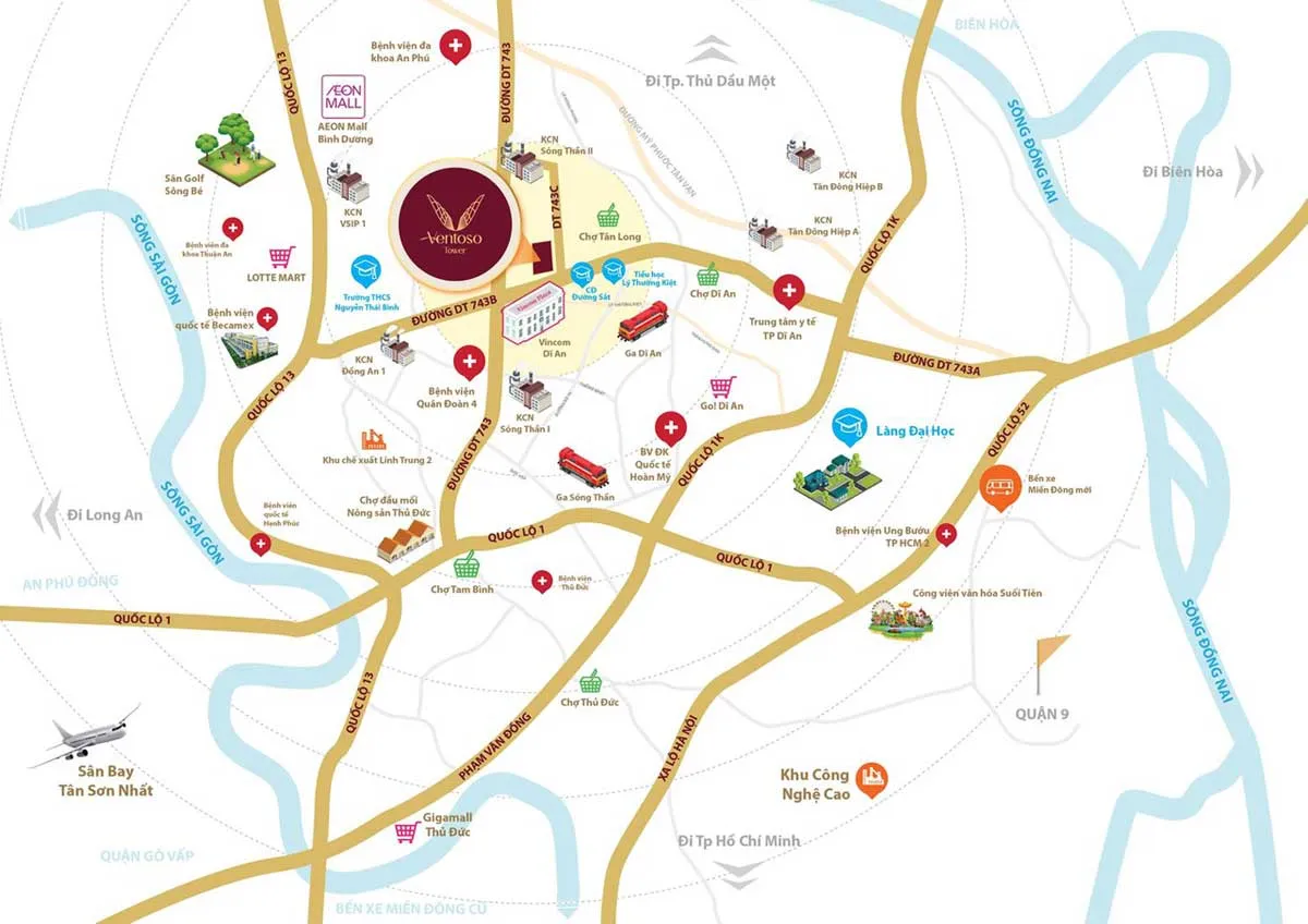 Ventoso Tower 2 Vị trí Dự án Căn hộ Ventoso Tower Dĩ An Bình Dương