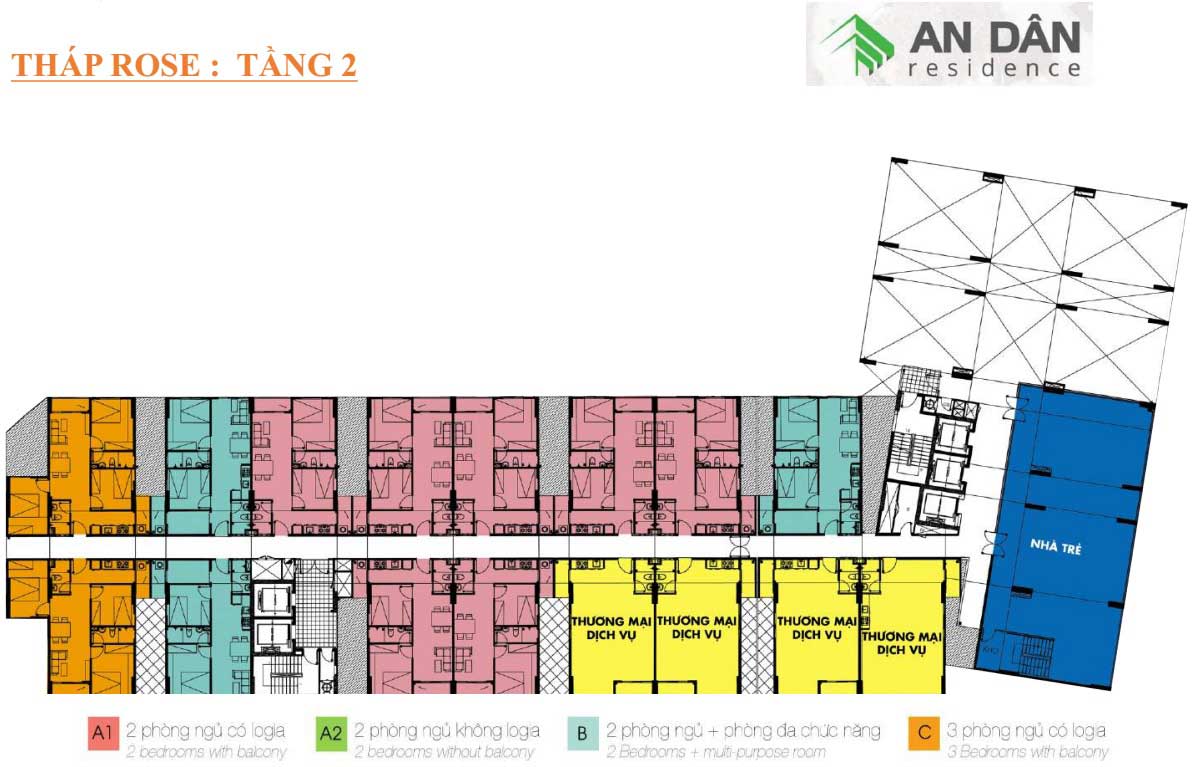 mat bang thap rose tang 2 an dan residence - An Dân Residence