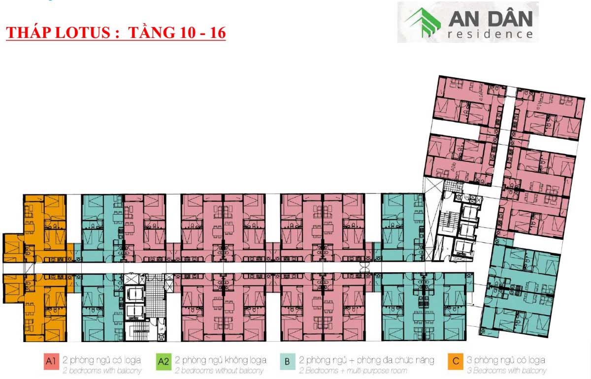 mat bang thap lotus tang 10 den 16 an dan residence - An Dân Residence