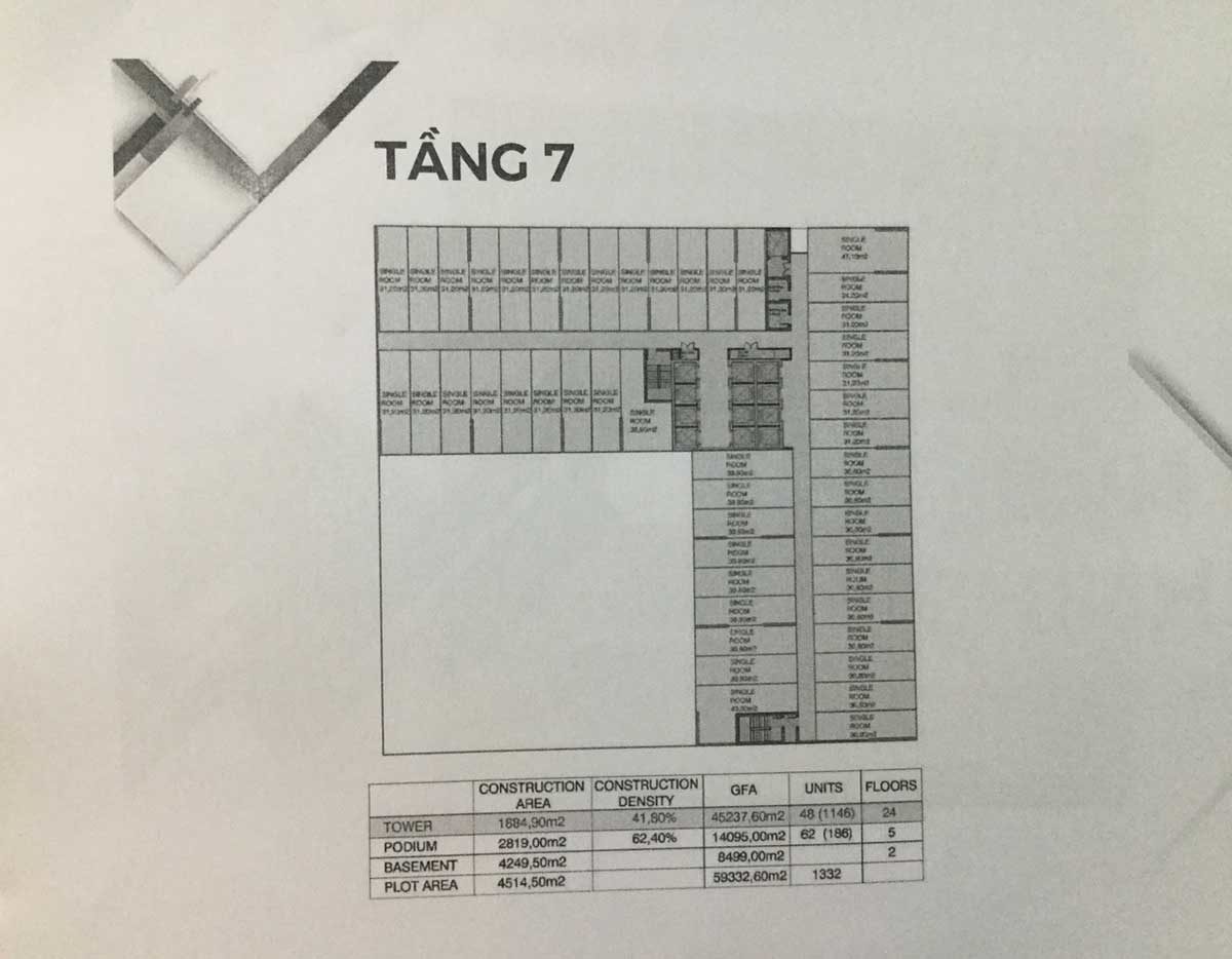 Mặt bằng tầng 7 Dự án Căn hộ Condotel Apec Mandala Wyndham Garden Phú Yên