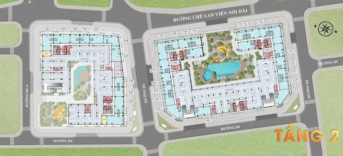 9X Quy Nhơn 18 Mặt bằng Tầng 2 Căn hộ 9X Quy Nhơn