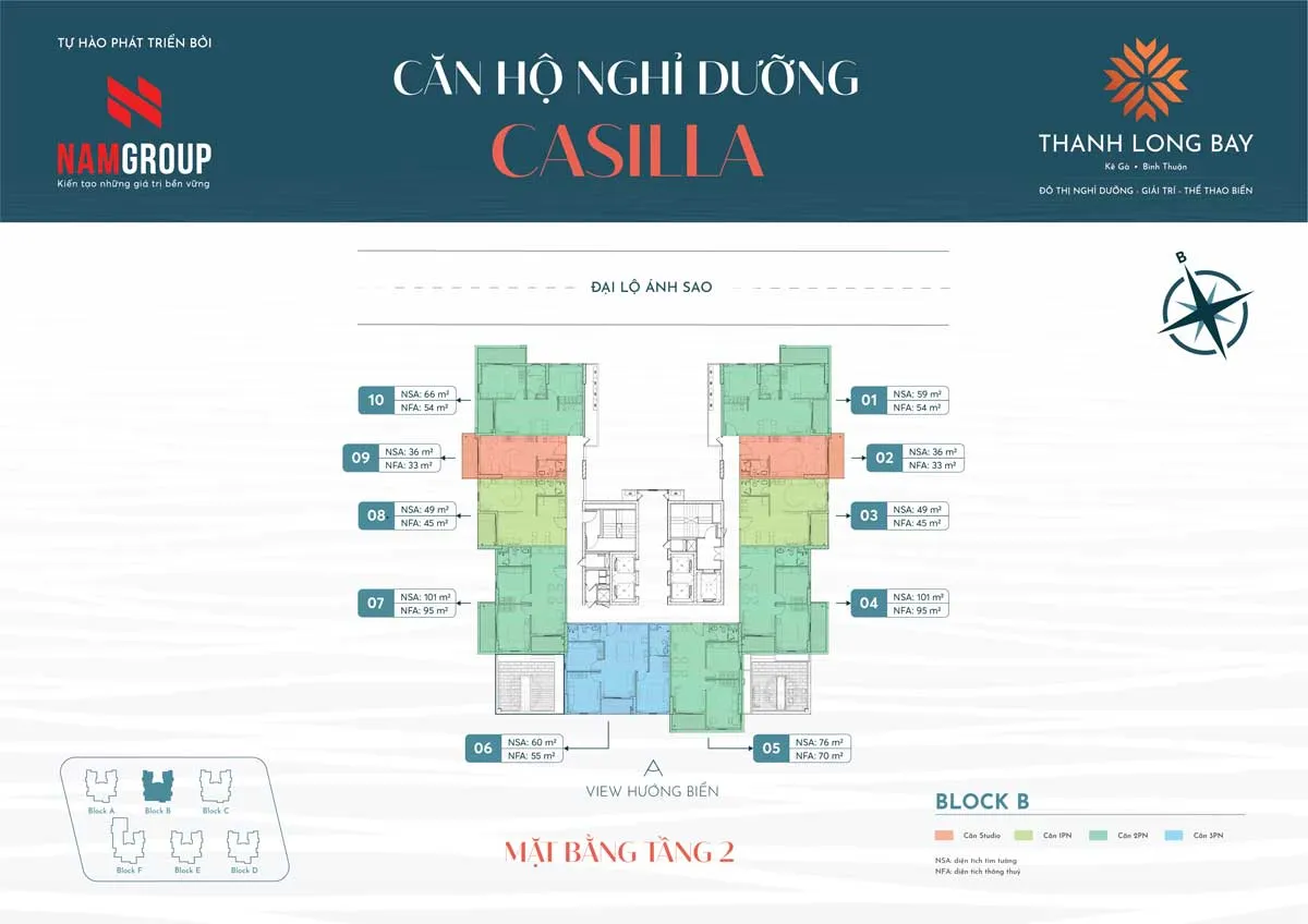 Casilla Thanh Long Bay 8 Mặt bằng Tầng 2 Block B Căn hộ Casilla