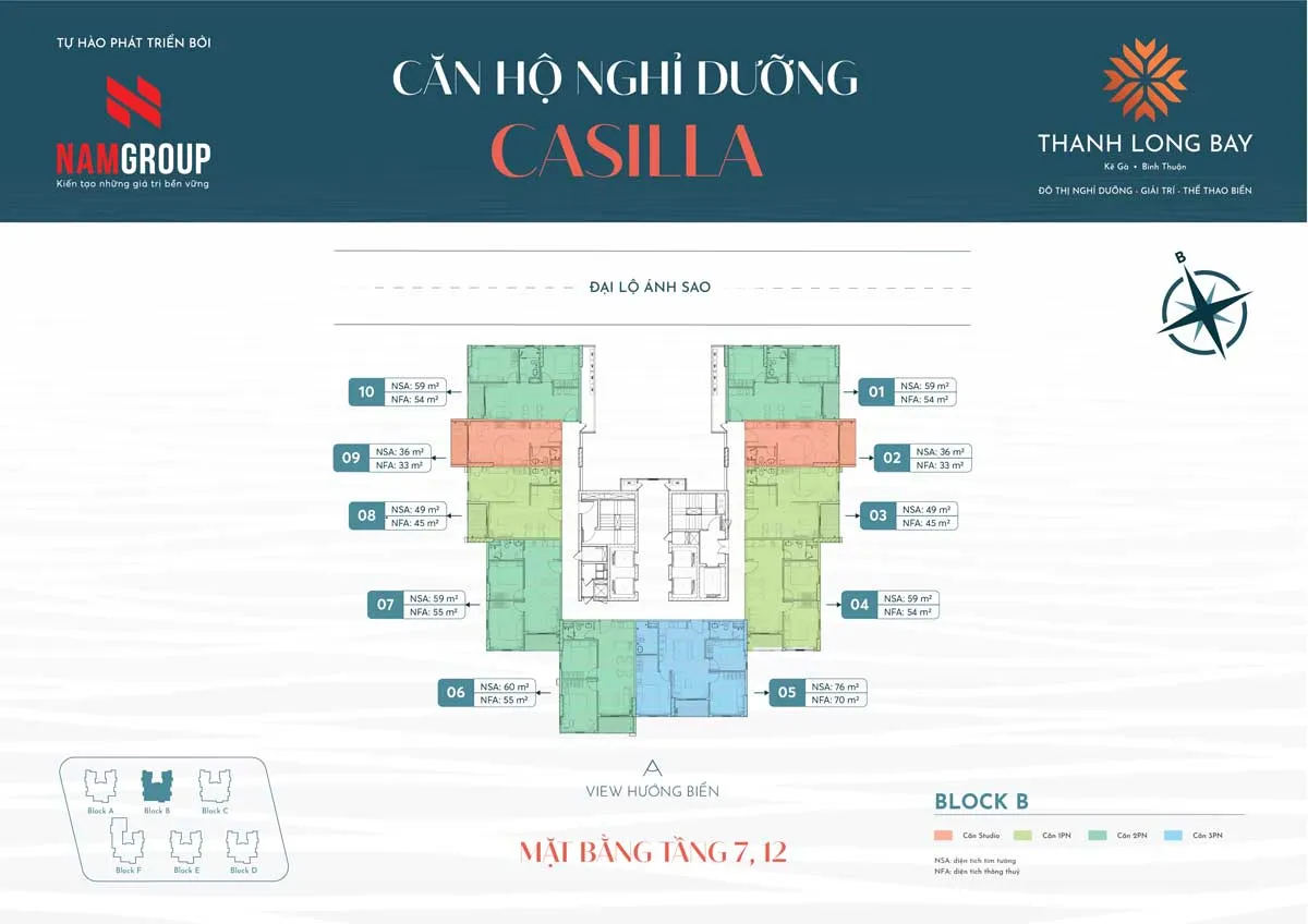 Casilla Thanh Long Bay 11 Mặt bằng Tầng 7-12 Block B Căn hộ Casilla