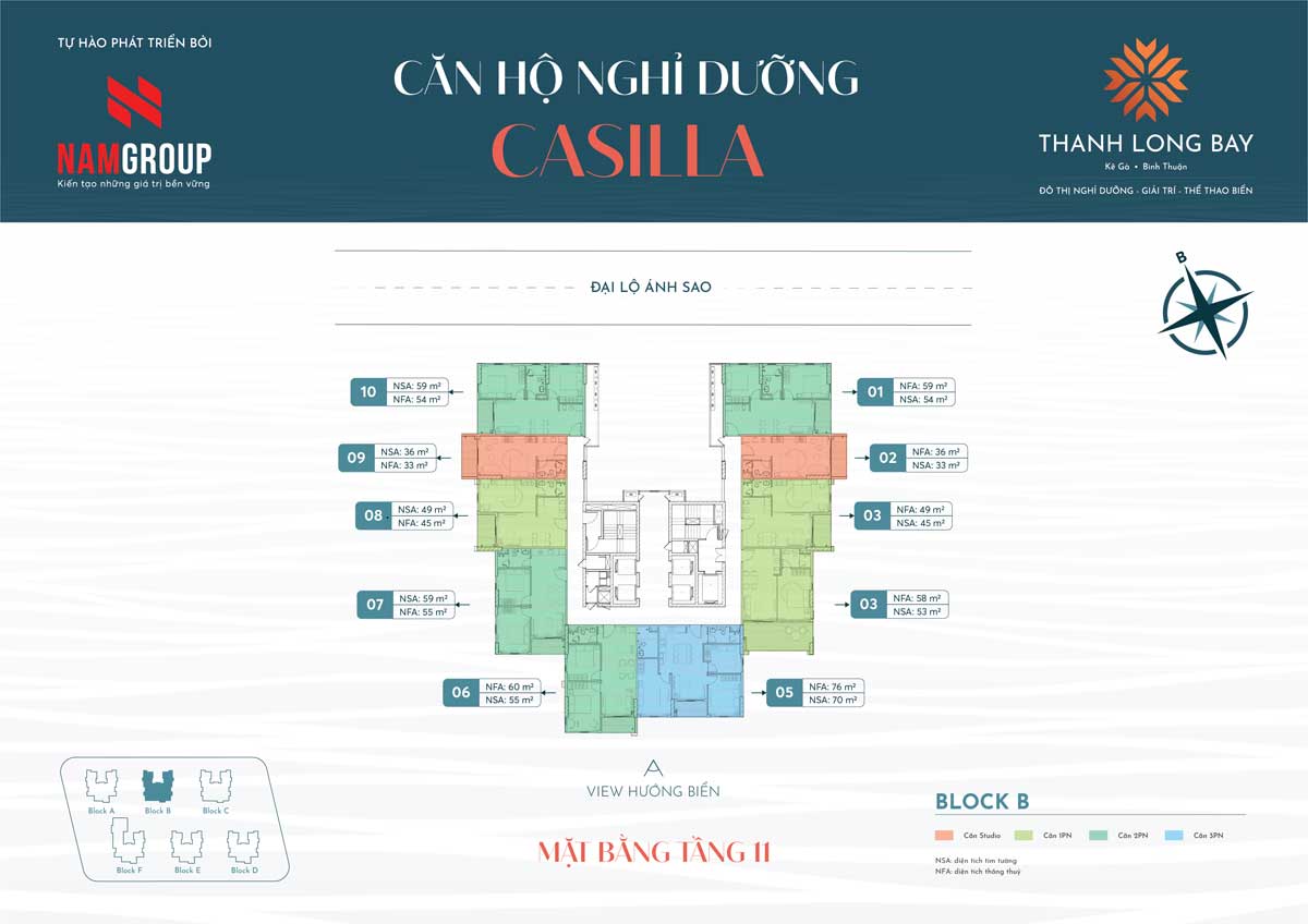 Mặt bằng Tầng 11 Block B Căn hộ Casilla