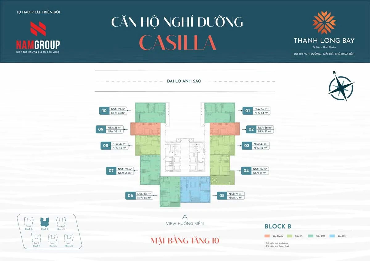 Casilla Thanh Long Bay 12 Mặt bằng Tầng 10 Block B Căn hộ Casilla