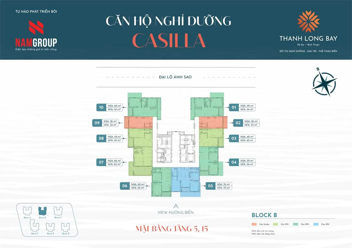 Casilla Thanh Long Bay 10 Mặt bằng Tầng 5-15 Block B Căn hộ Casilla