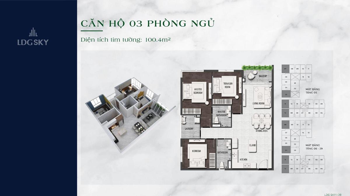 Thiết kế căn hộ 3 pn LDG Sky 