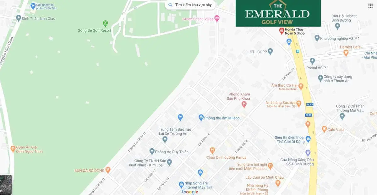 Vị trí Dự án Căn hộ Chung cư The Emerald Golf View Thuận An Bình Dương Vị trí Dự án Căn hộ Chung cư The Emerald Golf View Thuận An Bình Dương