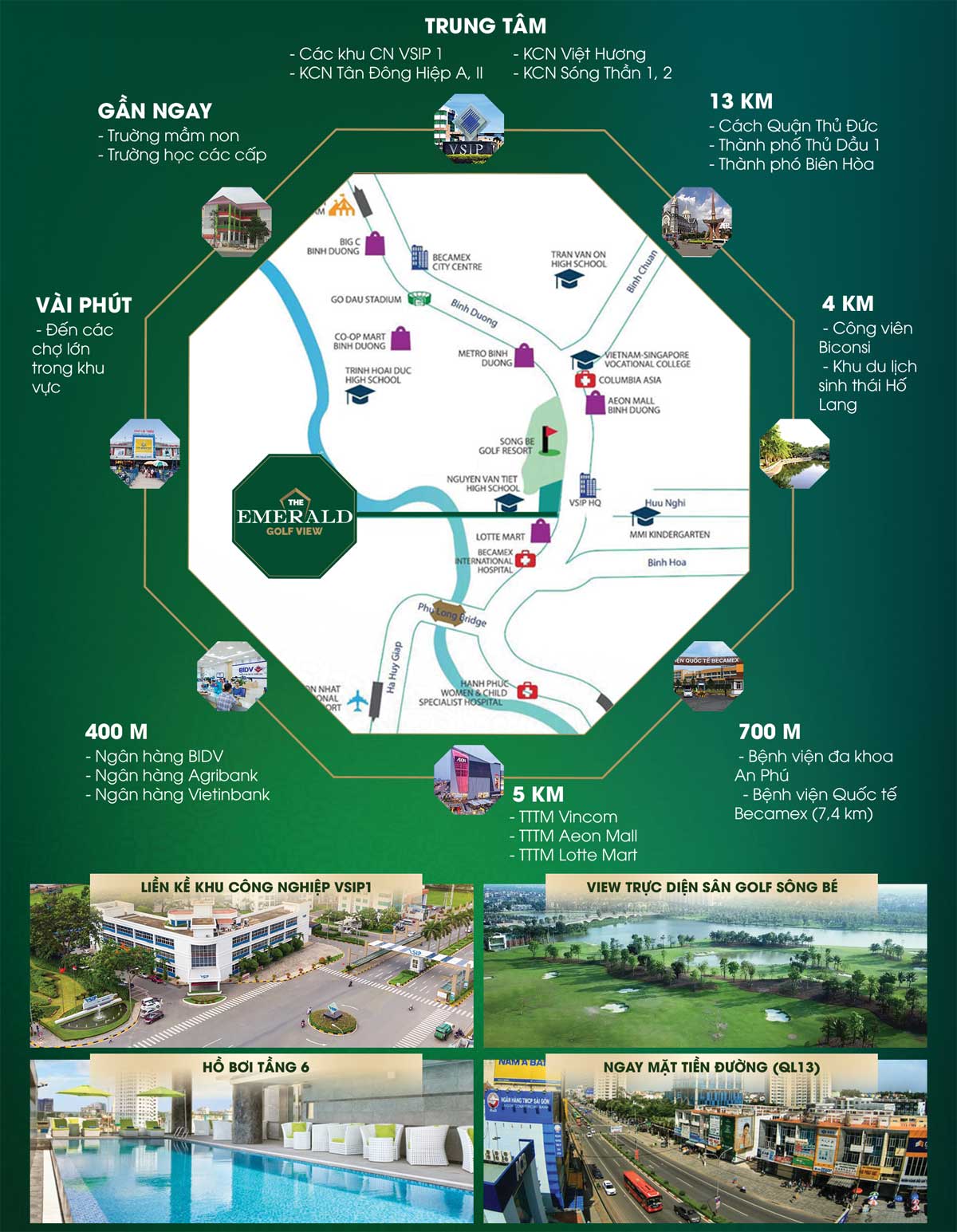 Tiện ích liên kết vùng Dự án The Emerald Golf View Thuận An Bình Dương