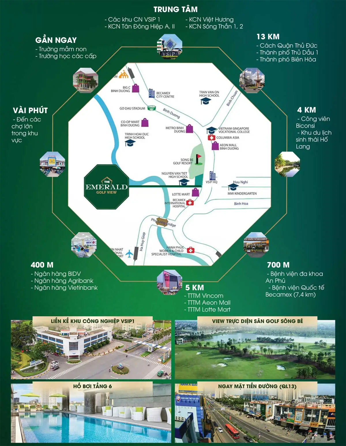 The Emerald Golf View 2 Tiện ích liên kết vùng Dự án The Emerald Golf View Thuận An Bình Dương