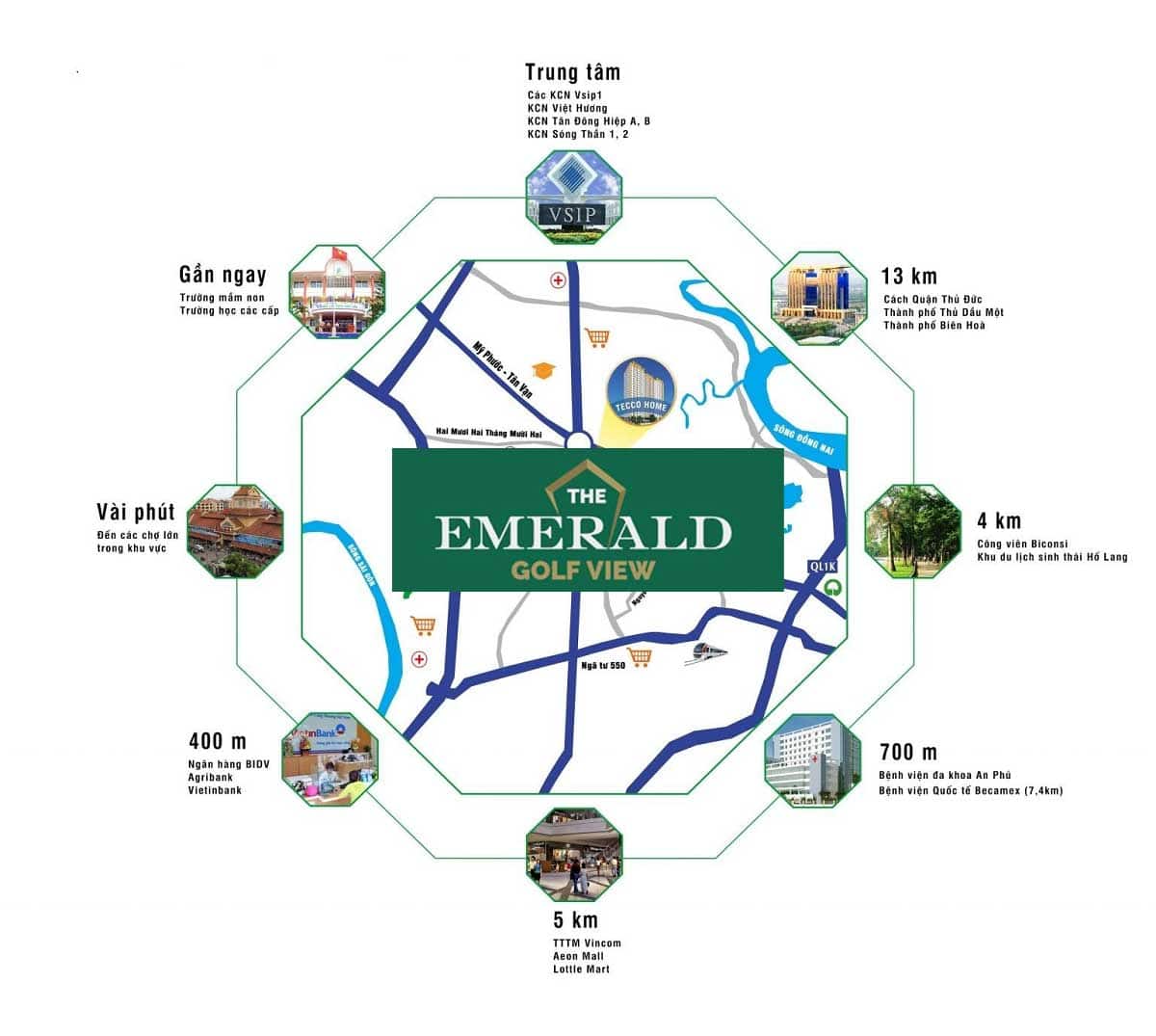 Tiện ích ngoại khu The Emerald Golf View Thuận An Bình Dương