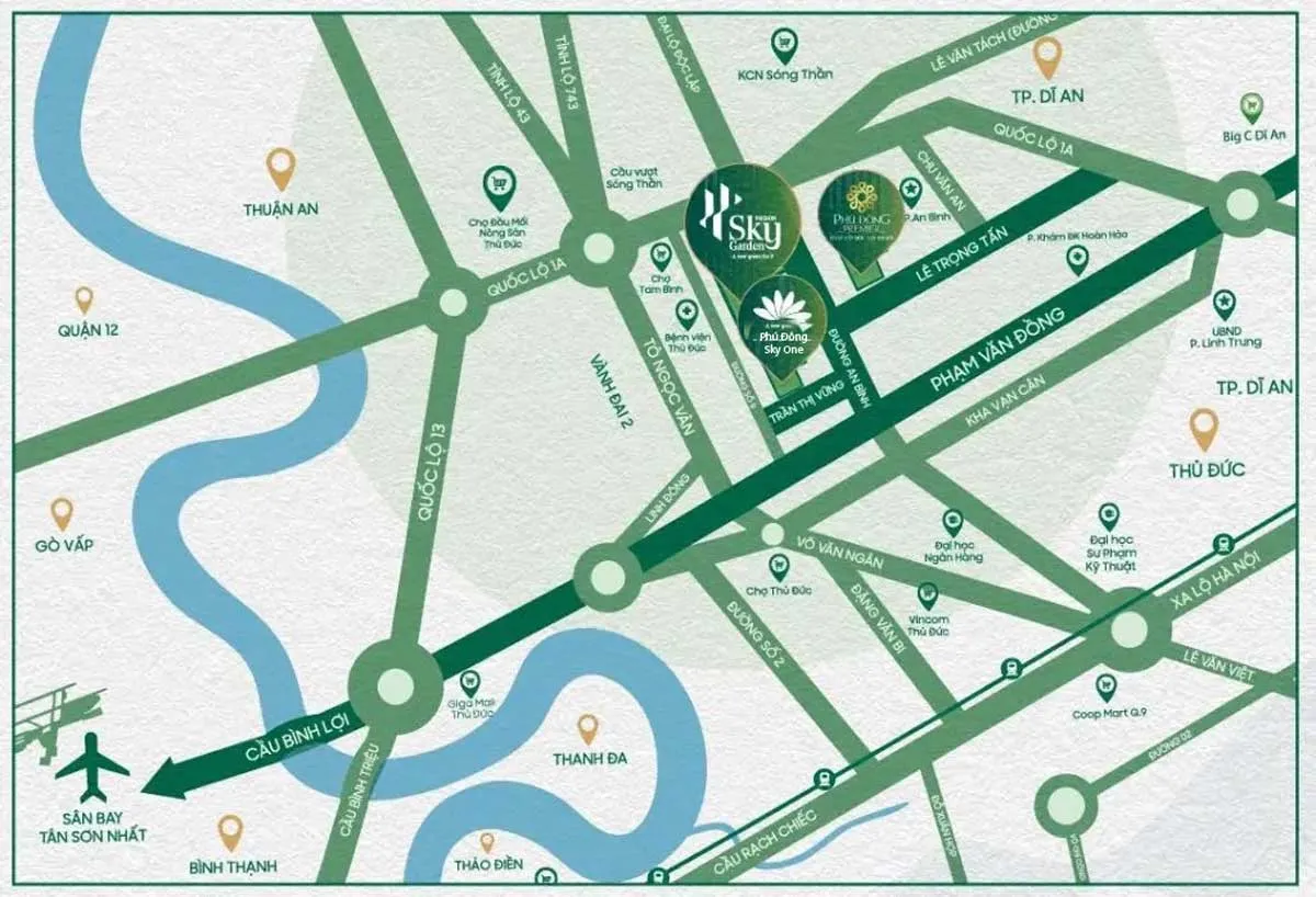 Phú Đông Sky One 3 Vị trí Dự án Căn hộ Phú Đông Sky One Dĩ An Bình Dương