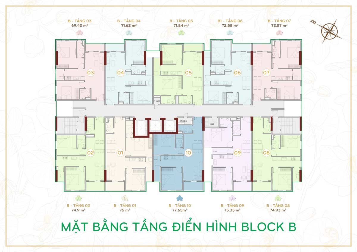 Mặt bằng tầng Block B Dự án Orchid Park