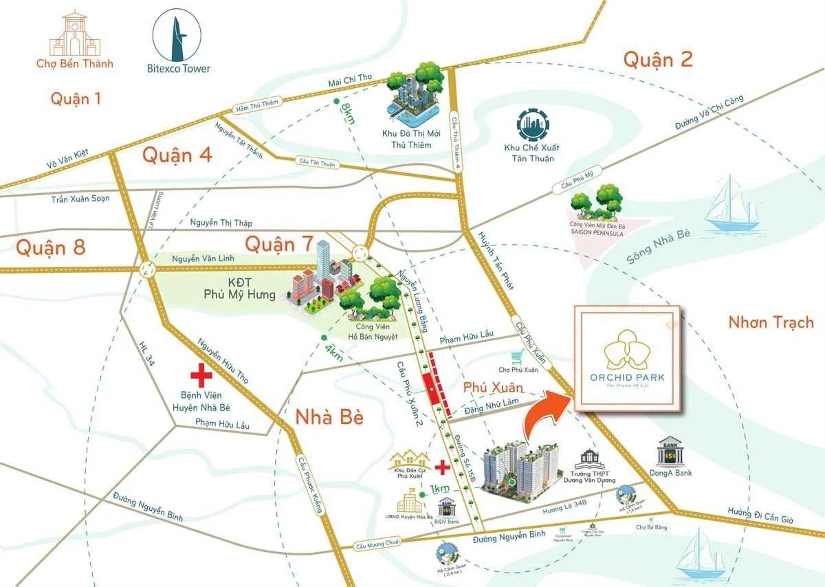 ORCHID PARK NHÀ BÈ 3 Vị trí Dự án Căn hộ Orchid Park Nhà Bè