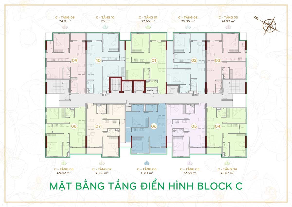 Mặt bằng tầng Block C Dự án Orchid Park