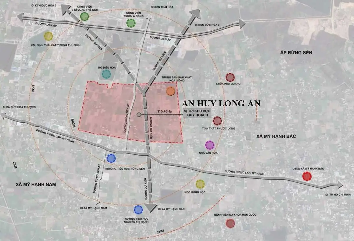 Khu Đô Thị An Huy Mỹ Việt Long An 5 Vị trí Khu Đô Thị An Huy Long An