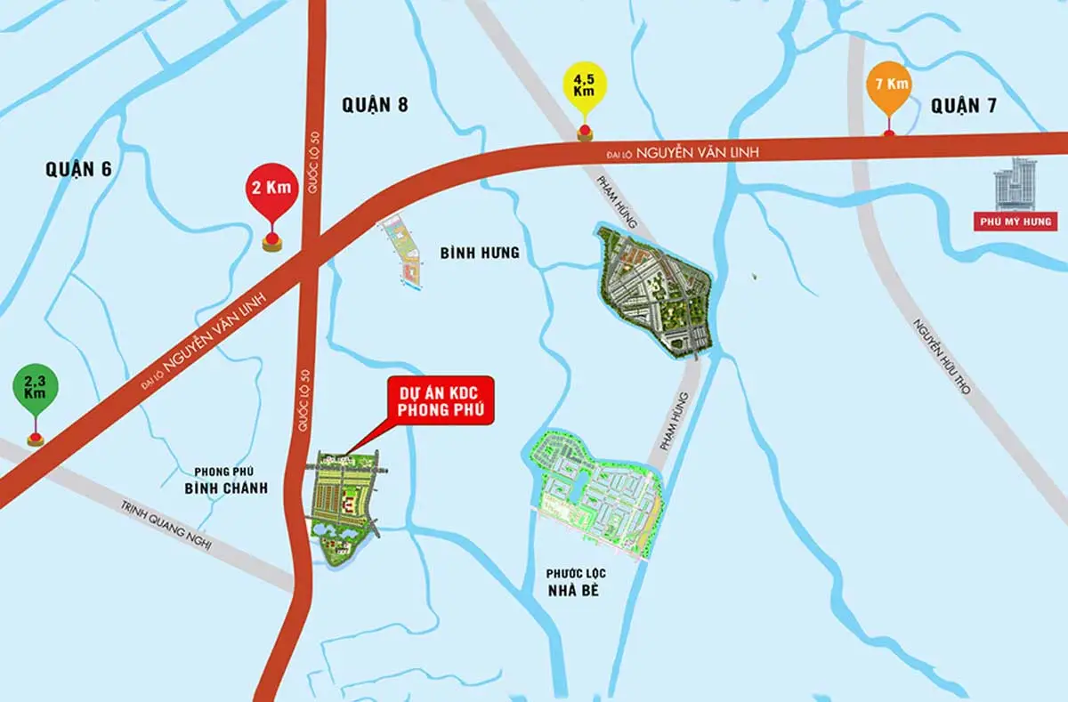 Khu Dân Cư Phong Phú Bình Chánh 2 Vị trí Dự án Khu Dân Cư Phong Phú Bình Chánh