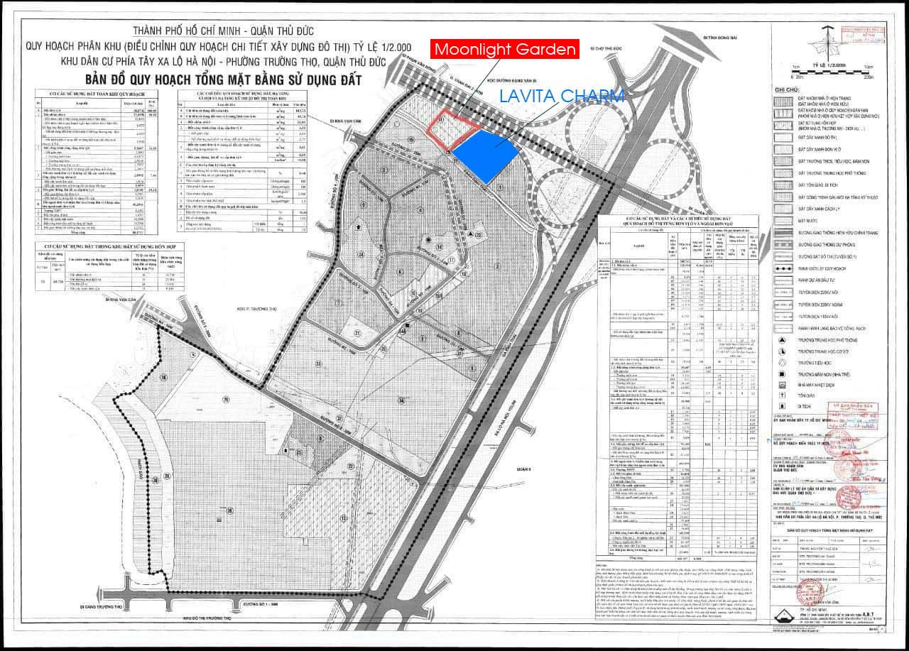 Quy hoạch cho tiết 1/500 Dự án Moonlight Garden Thủ Đức