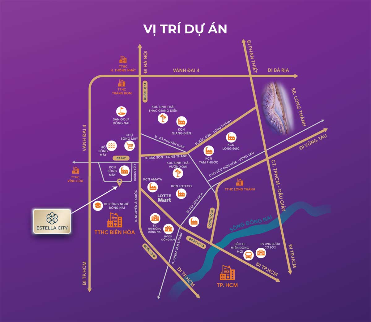 Vị trí Dự án Estella City Trảng Bom Đồng Nai