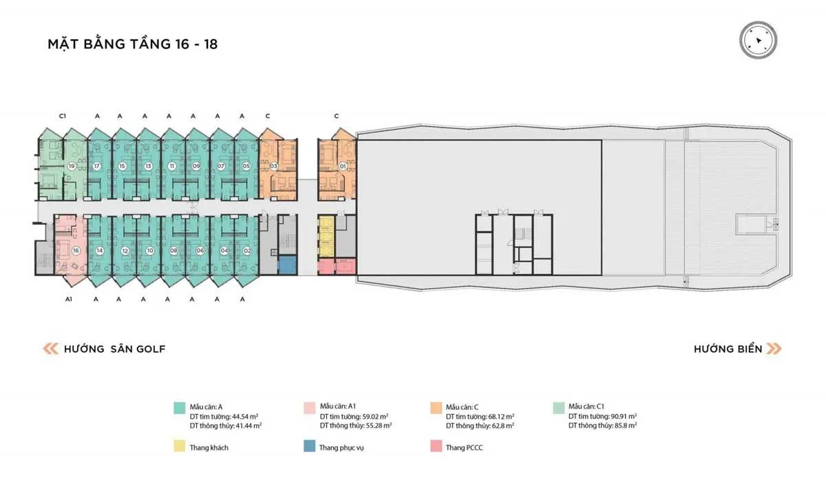 Alaric Tower 15 Mặt bằng Tầng 16 - 18 Dự án Căn hộ Alaric Tower Vũng Tàu