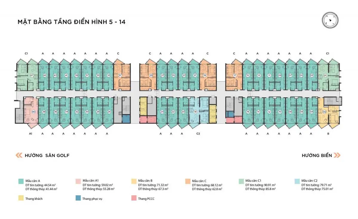 Alaric Tower 13 Mặt bằng Tầng 5 - 14 Dự án Căn hộ Alaric Tower Vũng Tàu