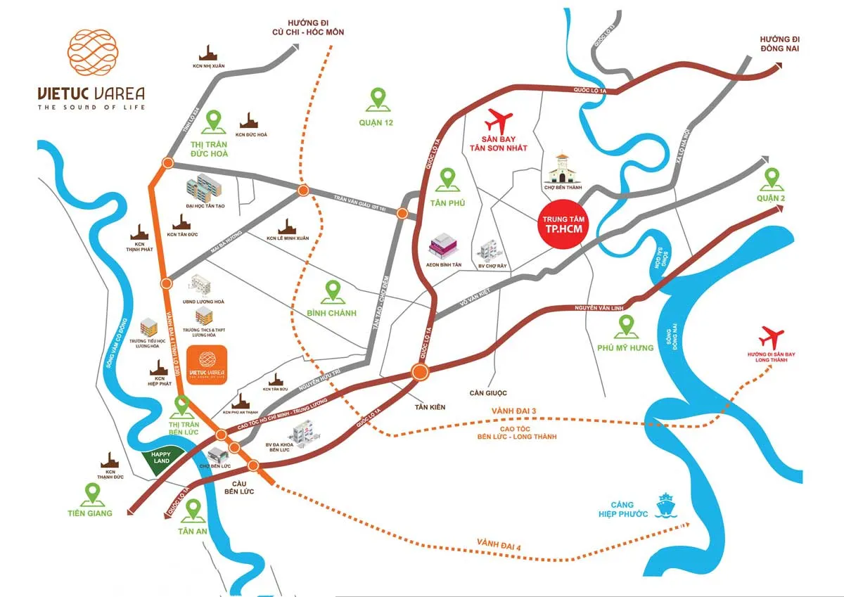 VIETUC VAREA BẾN LỨC LONG AN 5 Vị trí Dự án Khu đô thị Việt Úc Varea Bến Lức Long An
