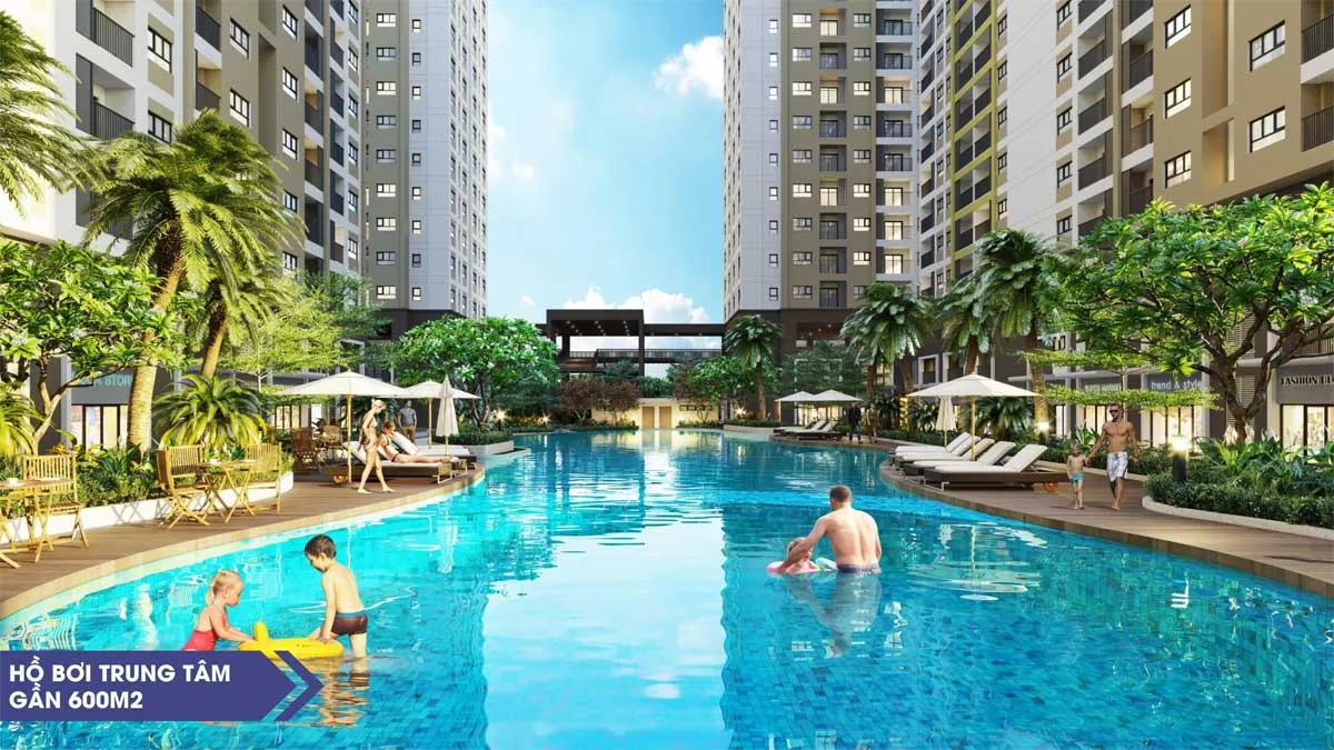 NEW GALAXY DĨ AN BÌNH DƯƠNG 8 Hồ bơi tràn bờ trung tâm rộng 600m2 Dự án Căn hộ New Galaxy Dĩ An Bình Dương