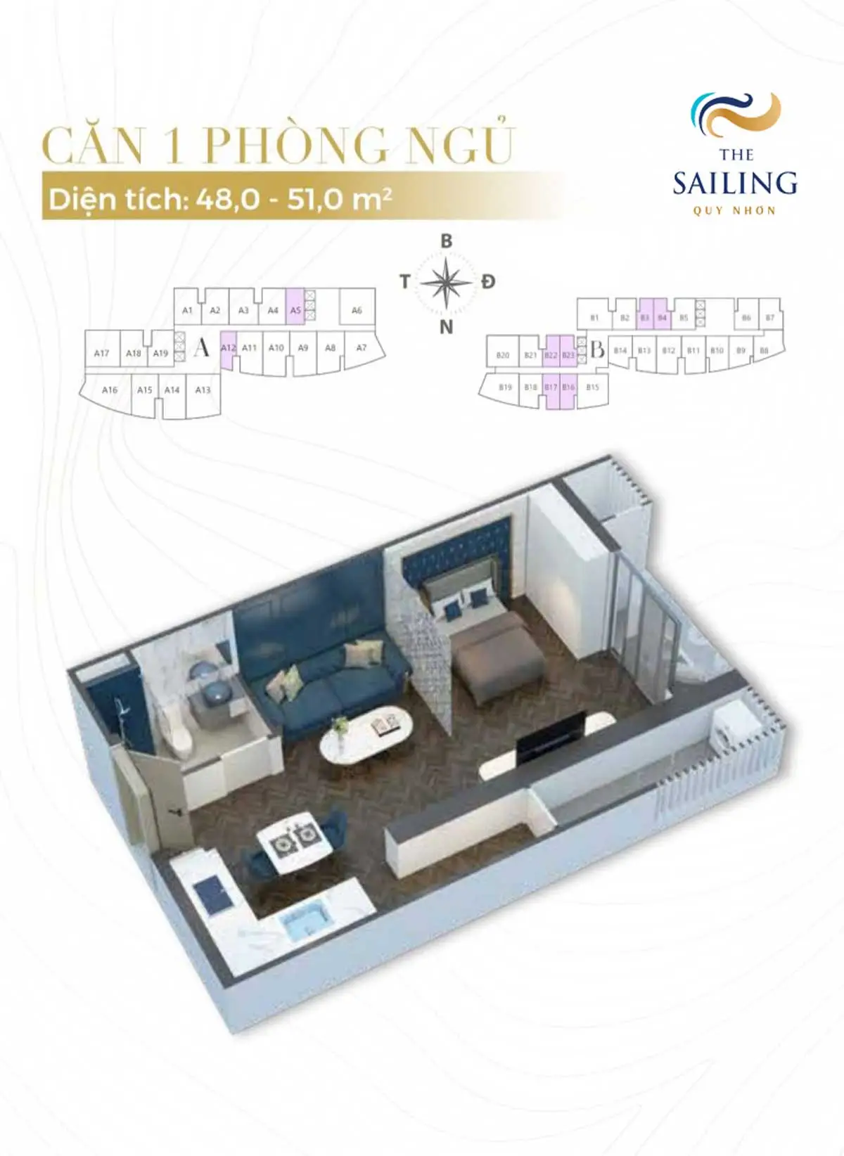 The Sailing Quy Nhơn thiet ke can ho 1 phong ngu the sailing quy nhon - The Sailing Quy Nhơn